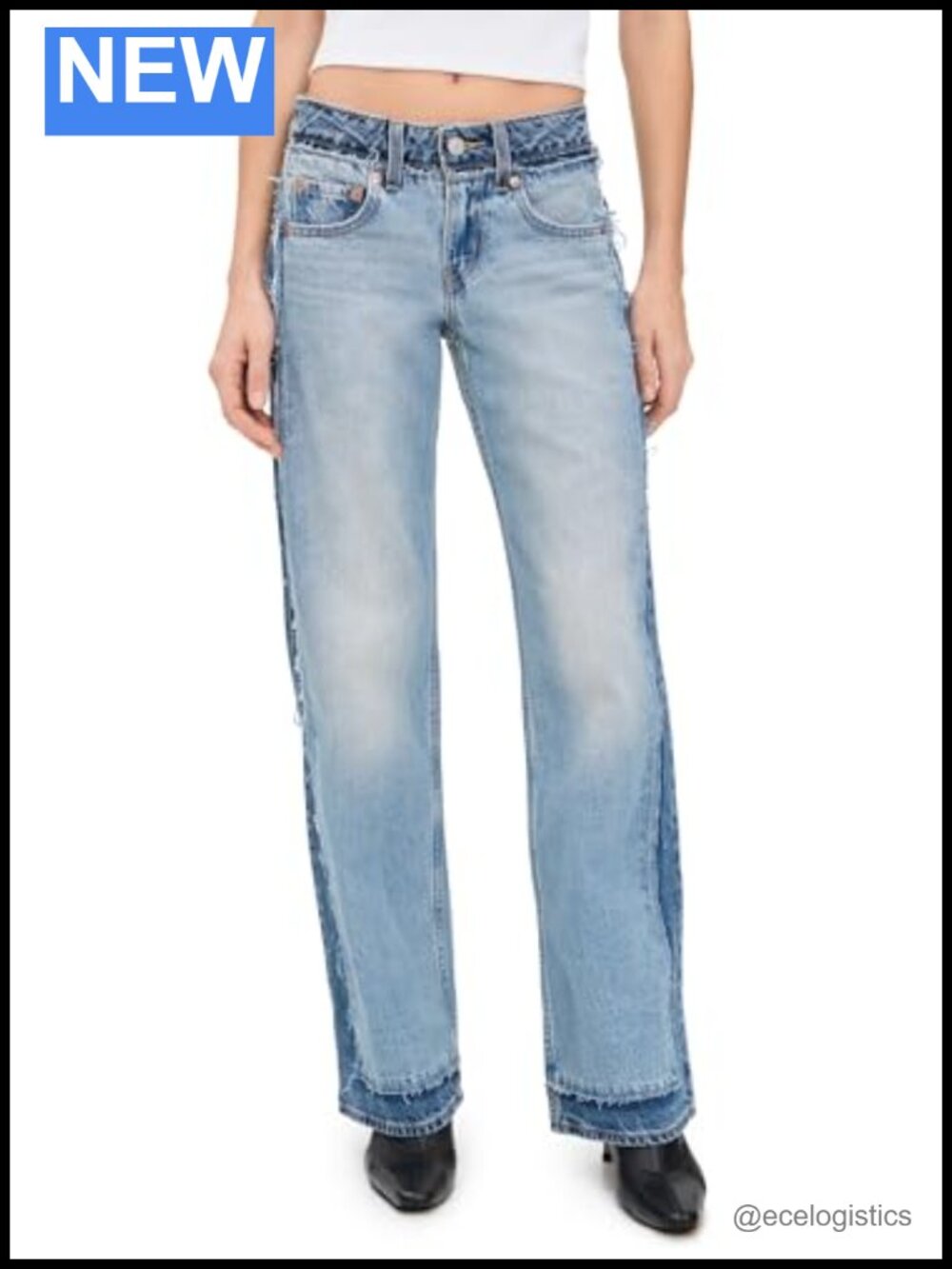 Low Rise Loose Wide Leg Jeans 100% Cotton Five-Pocket